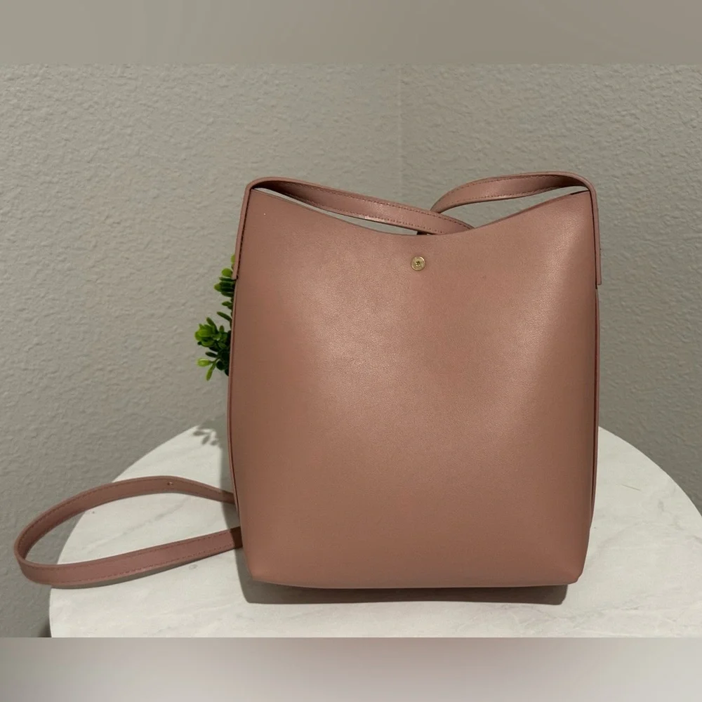 NEW Samara Purse Peony Pink Vegan Leather Crossbody with Adjustable Strap $135